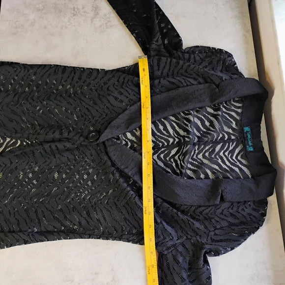 Spoiled Y2K Sheer Cardigan‎ Womens Large Black Zebra Print Goth Lace Concert - Picture 10 of 11